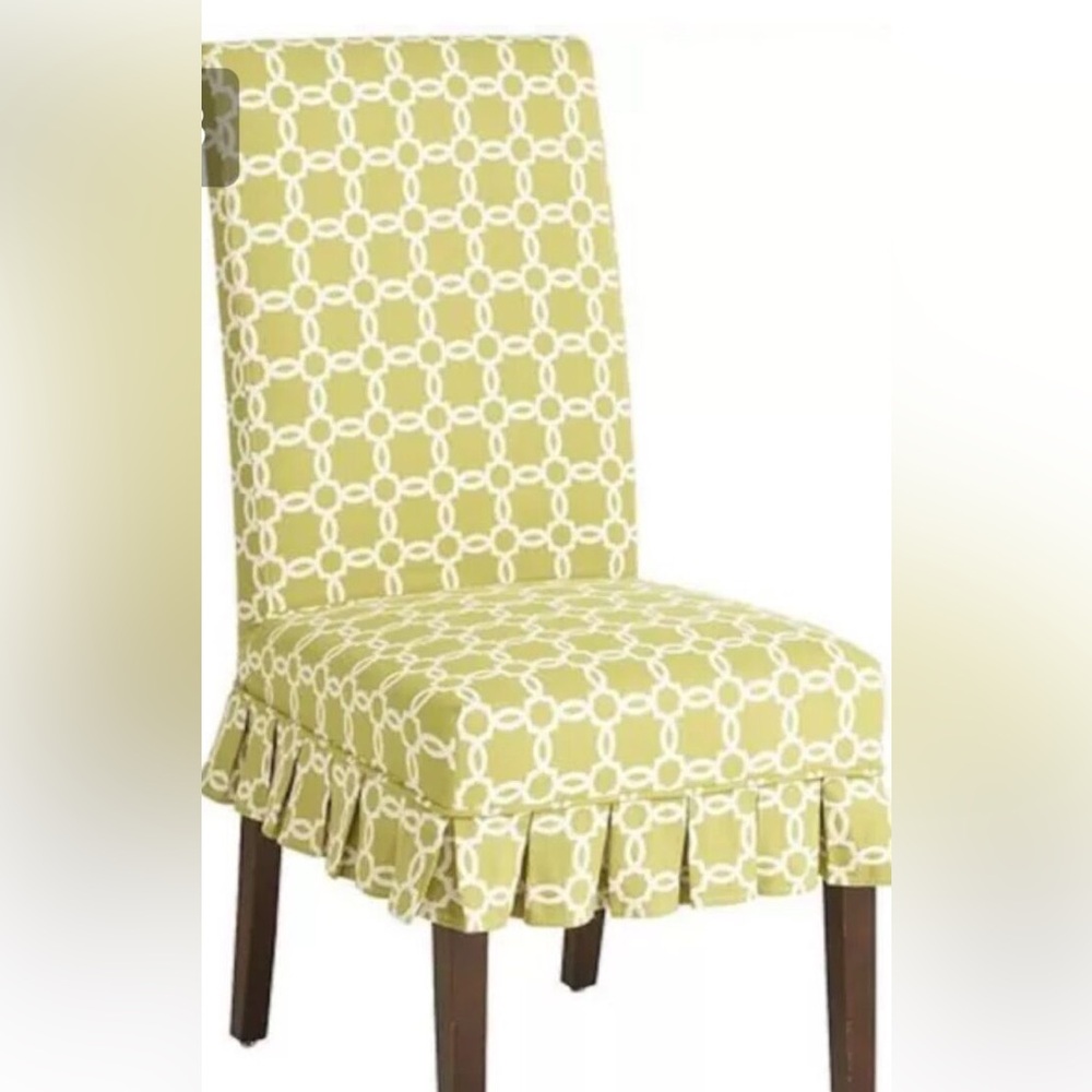 Pack of (4) Pier 1 Green & White Chair Covers.